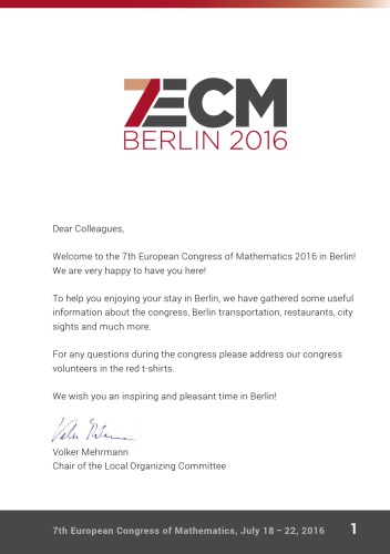 ECM-2016, Berlin: Welcome booklet