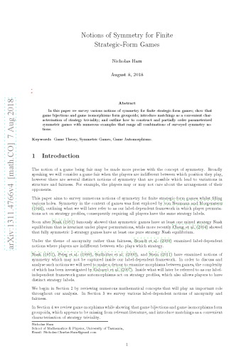 Notions of Symmetry for Finite Strategic-Form Games V4