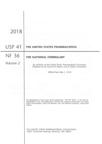 U.S. Pharmacopeia National Formulary 2018: USP 41 NF 36