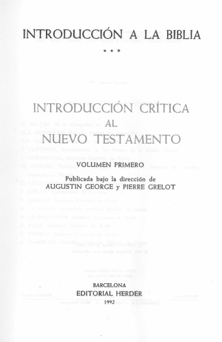 INTRODUCCION CRiTICA  AL NUEVO TESTAMENTO