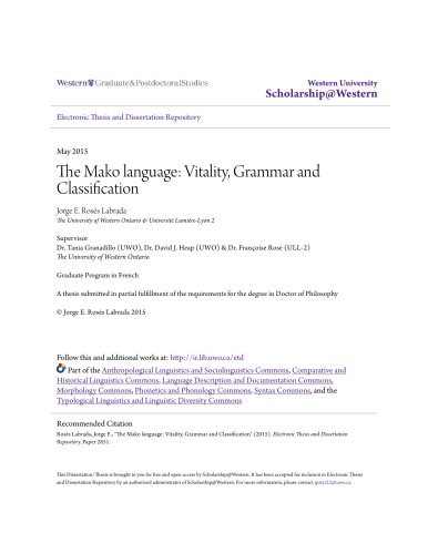 The Mako Language: Vitality,Grammar and Classification