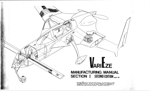 Burt Rutan VariEze Aircraft Plan A1