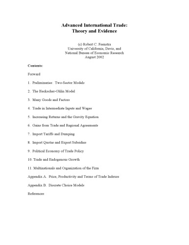 Advanced International Trade: Theory and Evidence