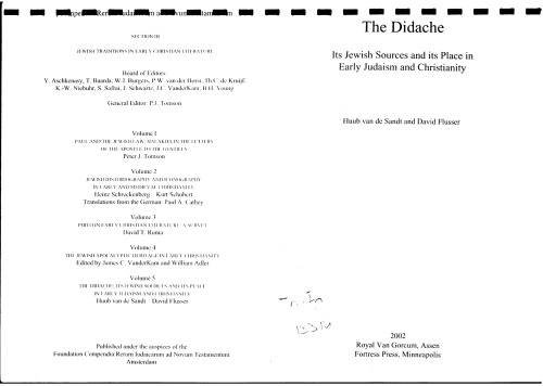 The Didache. Its Jewish Sources and its Place in Early Judaism and Christianity