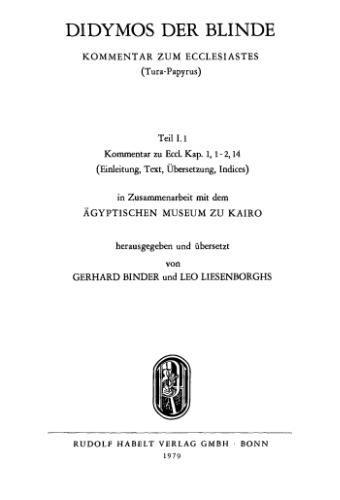 Didymos der Blinde, Kommentar zum Ecclesiastes (Tura-Papyrus)