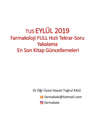 Farmakoloji Full Hızlı Tekrar- Soru Yakalama En Son Kitap Güncellemeleri