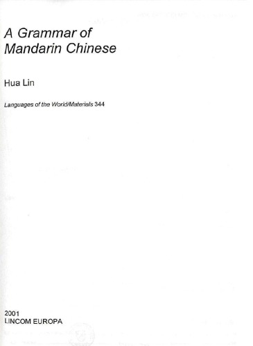 A grammar of Mandarin Chinese