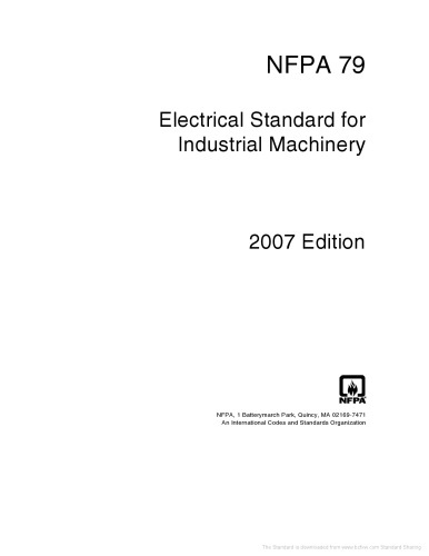 NFPA 79: Electrical Standard for Industrial Machinery, 2018 Edition