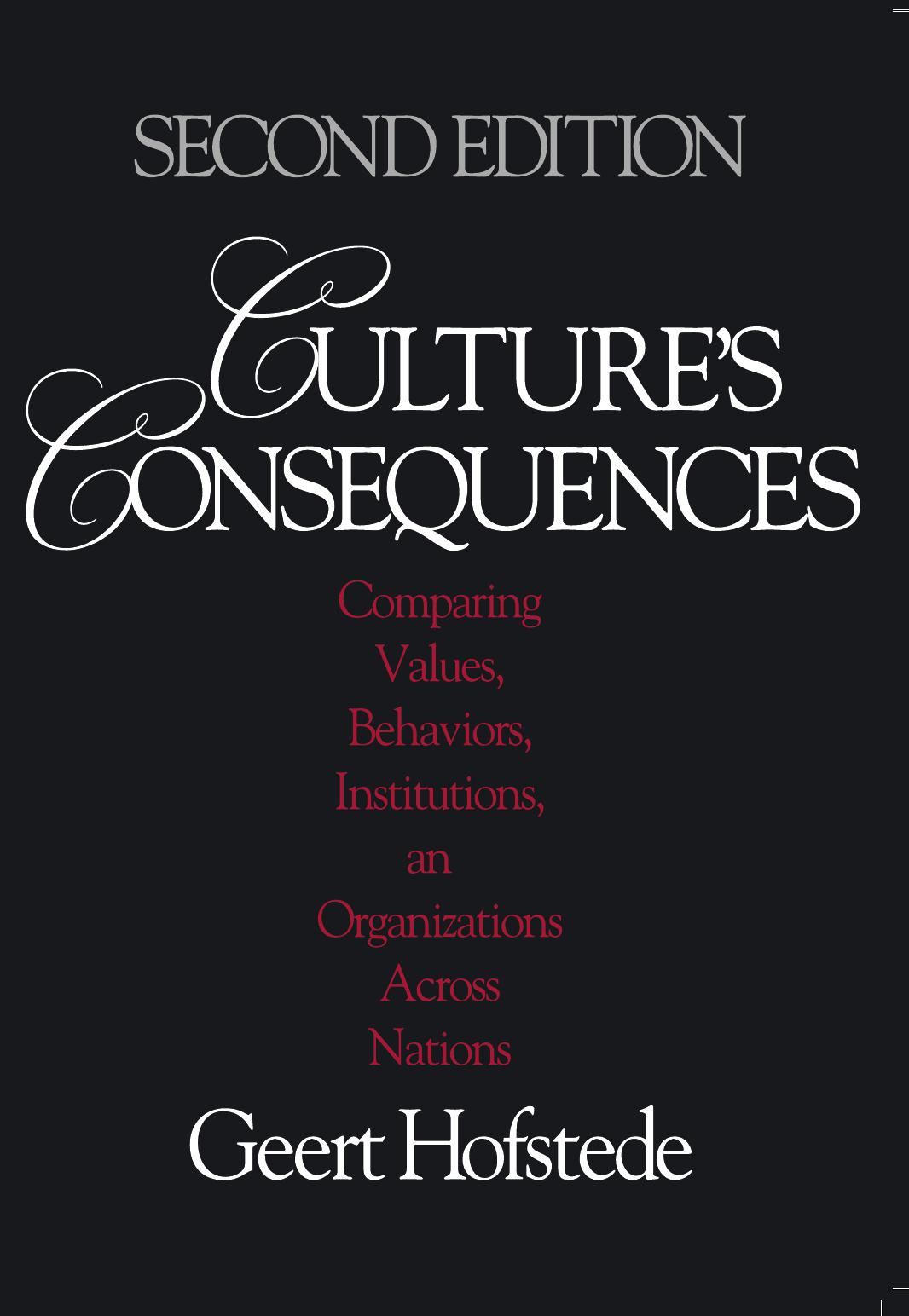 Culture’s consequences: comparing values, behaviors, institutions, and organizations across nations