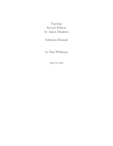 Topology by James Munkres: Solution Manual