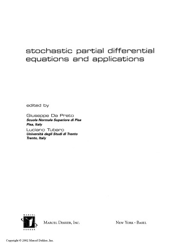 Stochastic Partial Differential Equations and Applications