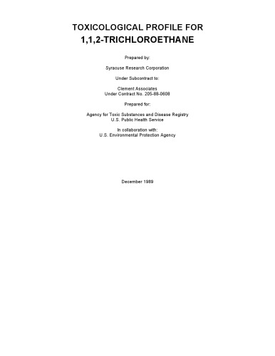 Toxicological profiles - 1,1,2-trichloroethane