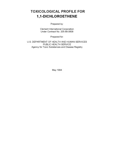 Toxicological profiles - 1,1-dichloroethene