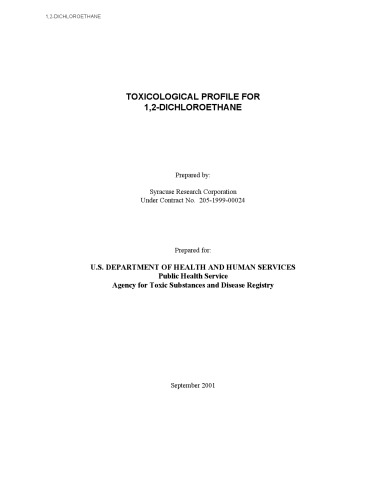 Toxicological profiles - 1,2-dichloroethane