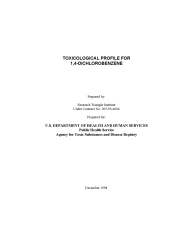 Toxicological profiles - 1,4-dichlorobenzene