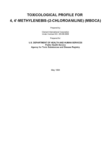 Toxicological profiles - 4,4'-methylenebis-(2-chloroaniline) (mboca)