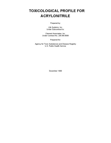 Toxicological profiles - Acrylonitrile