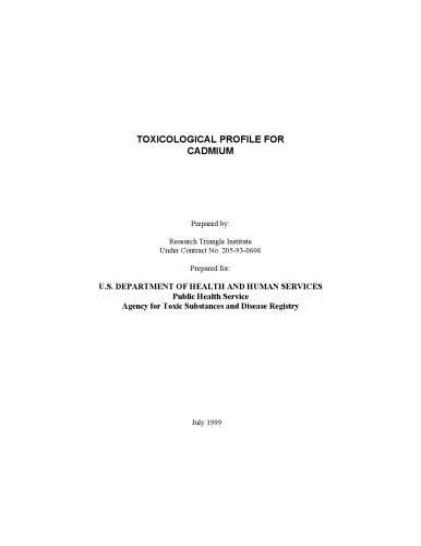 Toxicological profiles - Cadmium