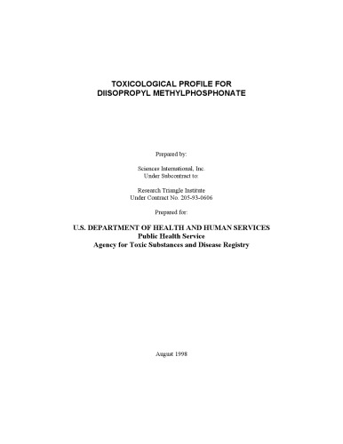 Toxicological profiles - Diisopropyl methylphosphonate