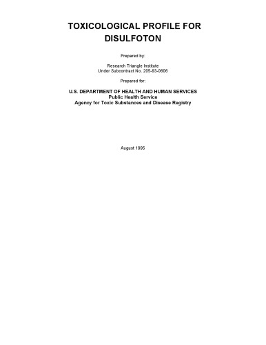 Toxicological profiles - Disulfoton