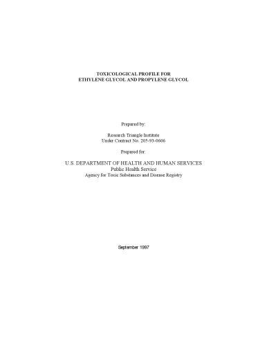 Toxicological profiles - Ethylene glycol and propylene glycol