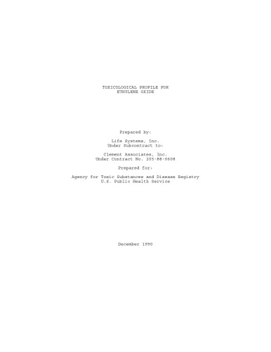 Toxicological profiles - Ethylene oxide