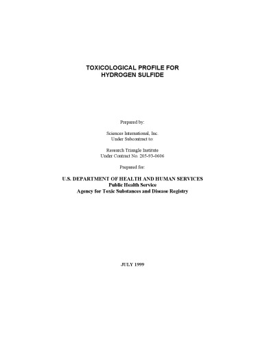 Toxicological profiles - Hydrogen sulfide