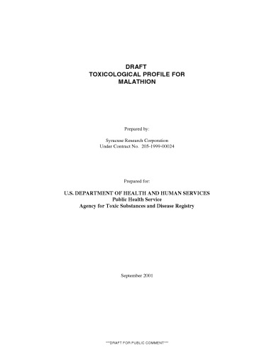 Toxicological profiles - Malathion