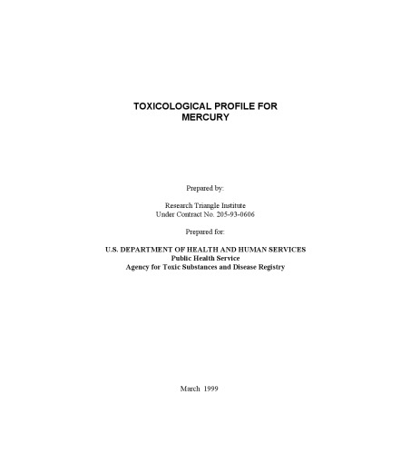 Toxicological profiles - Mercury