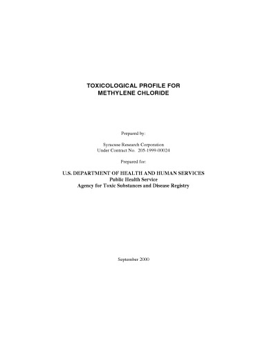 Toxicological profiles - Methylene chloride