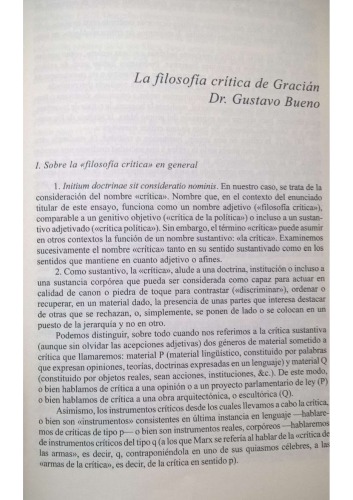 La filosofía crítica de Gracián