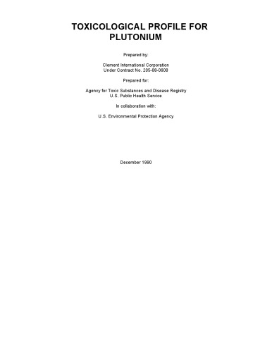 Toxicological profiles - Plutonium