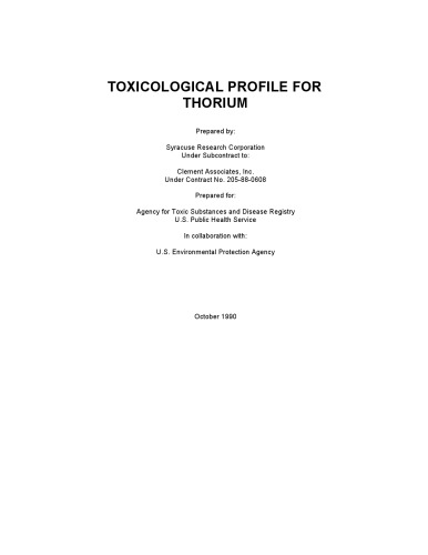 Toxicological profiles - Thorium