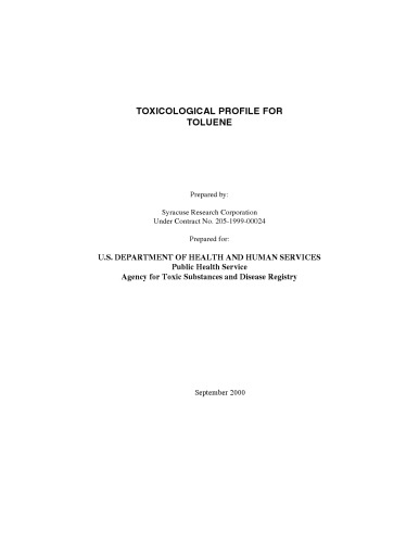 Toxicological profiles - Toluene