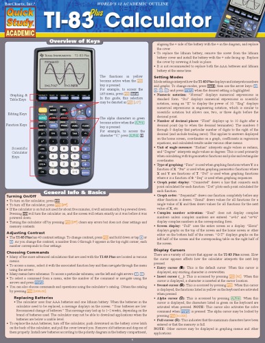 Ti-83 Plus Calculator (Quick Study Academic)