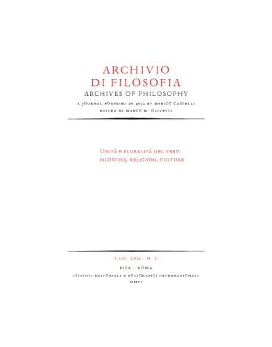 Unità e pluralità del vero: filosofie, religioni, culture