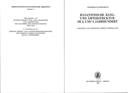 Byzantinische Rang- und Ämterstruktur im 8. und 9. Jahrhundert