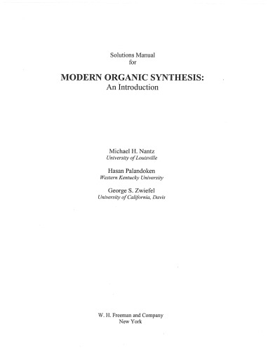 Solutions Manual for Modern Organic Synthesis