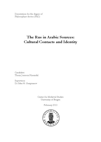 The Rus in Arabic Sources:  Cultural Contacts and Identity