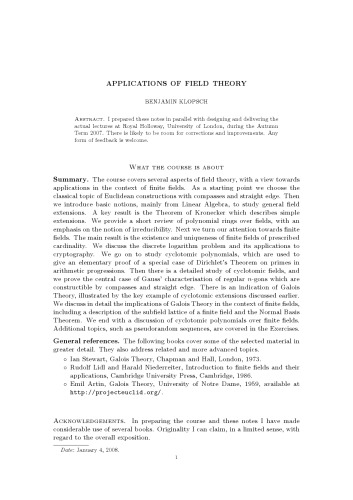 Applications of field theory