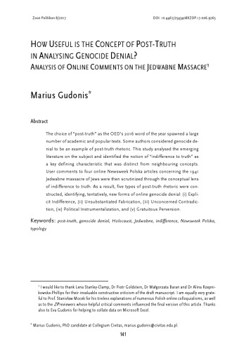 How Useful is the Concept of Post-Truth in Analysing Genocide Denial?