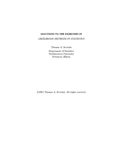 Likelihood Methods in Statistics Solutions Manual