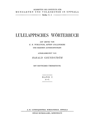 Lulelappisches Wörterbuch / Lulelapsk ordbok