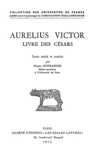 Aurelius Victor: Livre des Césars