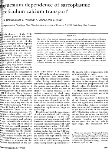 Magnesium dependence of sarcoplasmic reticulum calcium transport