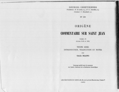 Commentaire sur saint Jean, Livres XIX-XX, tome IV