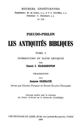 Les Antiquités bibliques, tome I