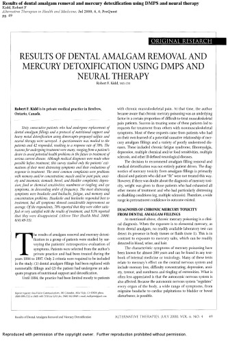 Results of dental amalgam removal and mercury detoxification using DMPS and neural therapy