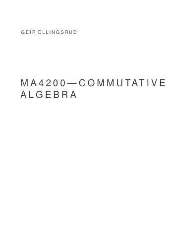 Ma4200 - Commutative Algebra