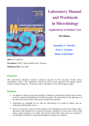 Laboratory Manual and Workbook in Microbiology: Applications to Patient Care